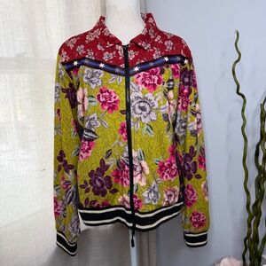 Johnny Was LIVE Floral Geometric Zip Jacket Women's Size Medium RARE Excellent